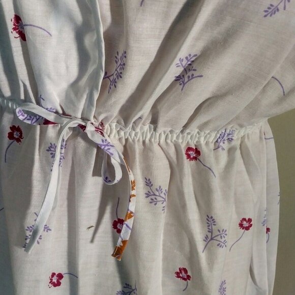 Vintage 70s maxi long peasant white floral romantic nightgown - Picture 5 of 9